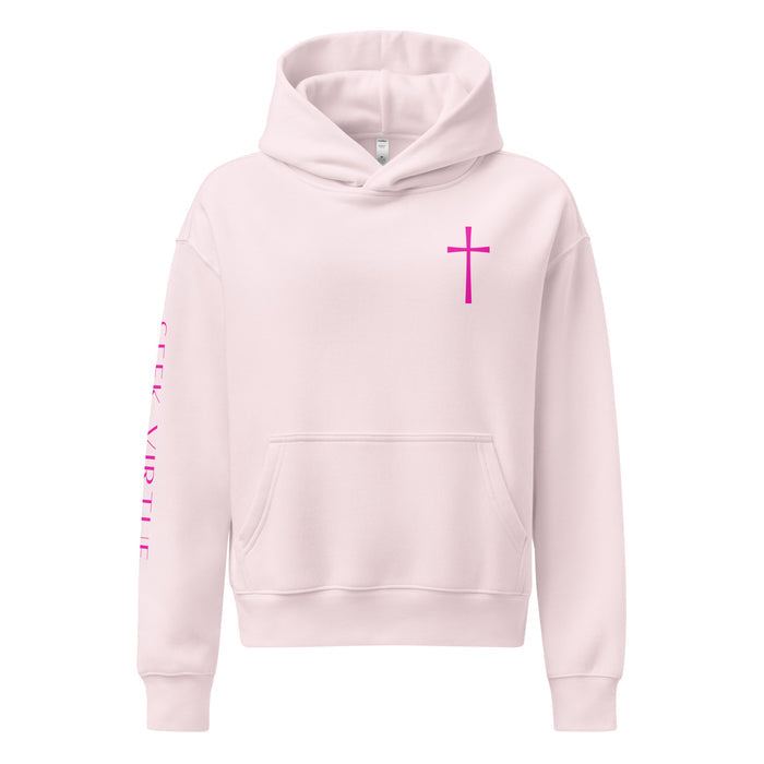 Women’s Seek Virtue Hoodie -Hot Pink Design