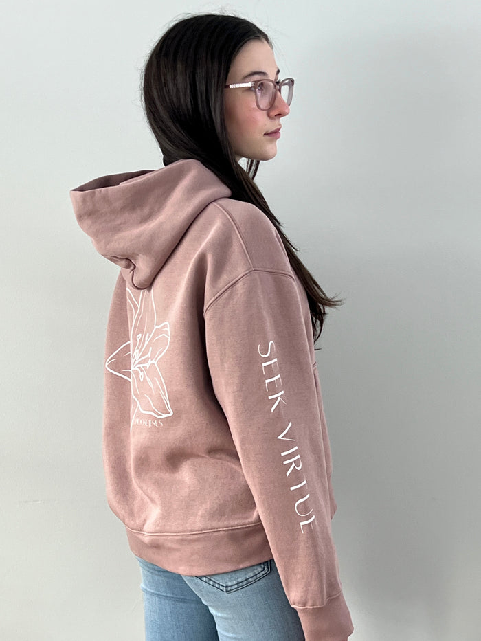 Women’s Seek Virtue Hoodie -Light Pink Design