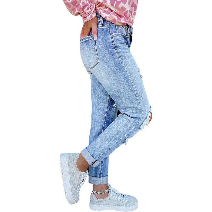 Women's Skinny Ripped Jeans Hand-worn