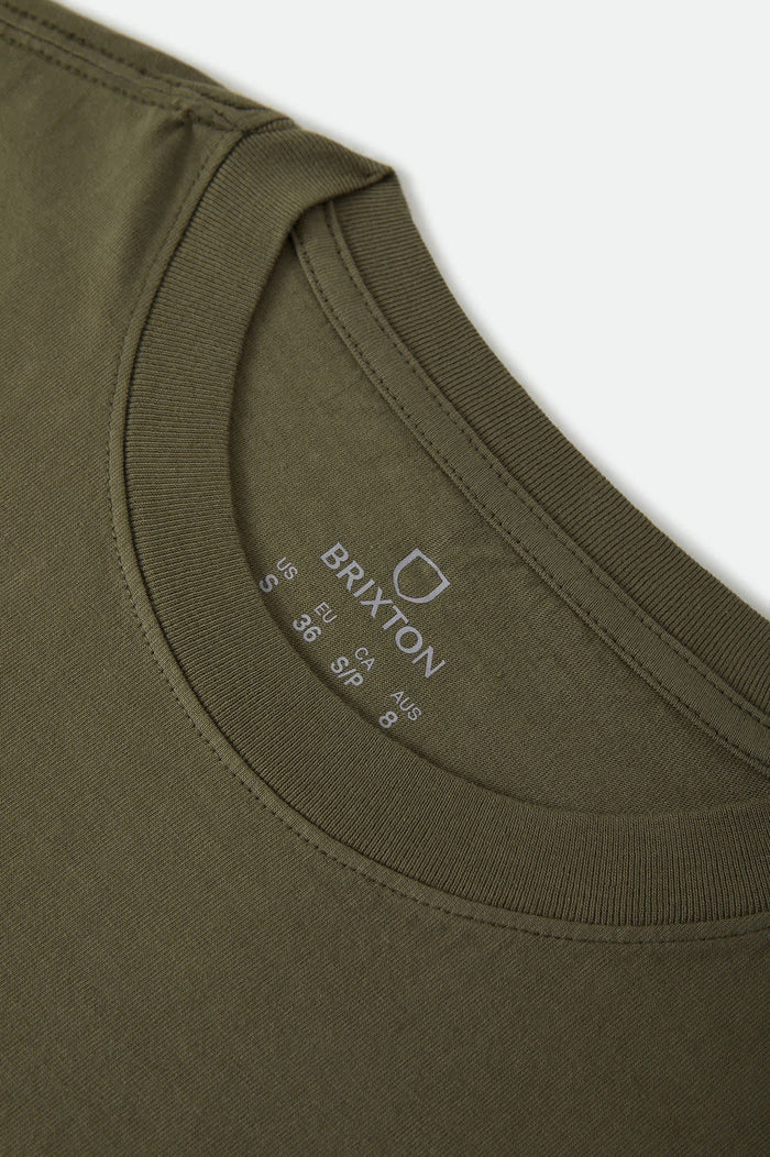 Women's Your Destination Awaits Boxy Crop Top in the color Dark Olive - Additional Laydown image