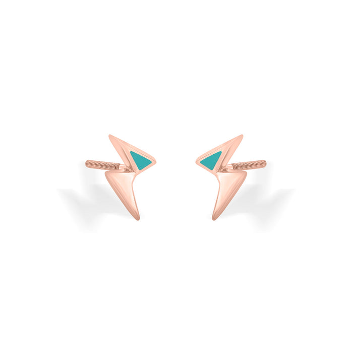 Zig Edges Stud Gold Earring