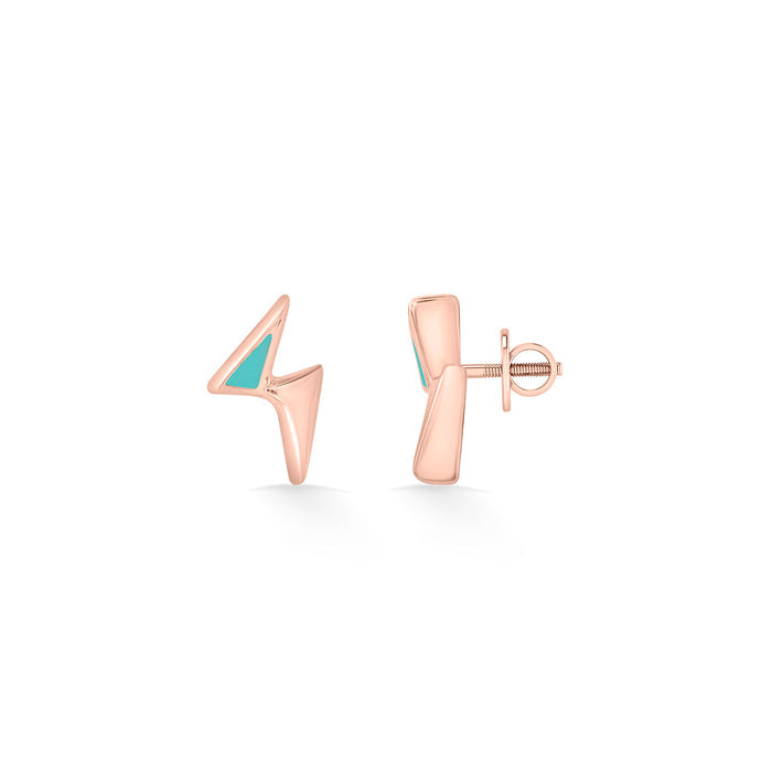 Zig Edges Stud Gold Earring