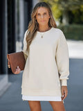 Zippered Crew Neck Sweatshirt Dress